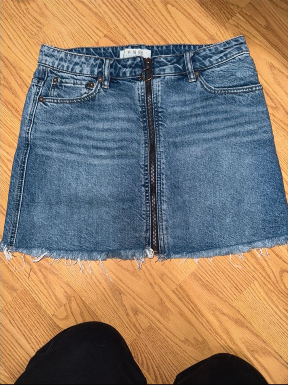 We The Free Denim Zip-Front Mini Skirt - Blue